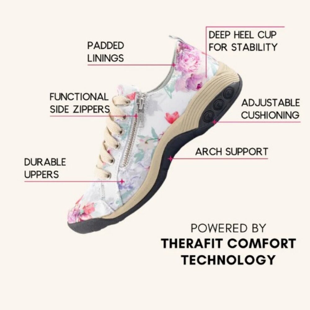 Therafit Sienna Prints Women's Side Zip Sport Casual Shoes | Size 9